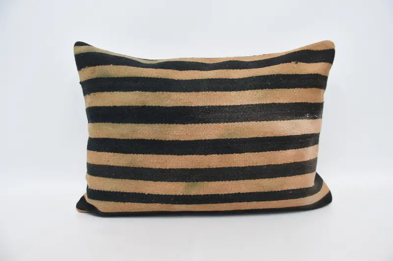 Seat Pillow Case, Antique Pillows, Cushion Case, Handmade Kilim Cushion, 20x28 Beige Cushion, Authentic Pillow Sham, Boho Pillow Sham Cover - 1