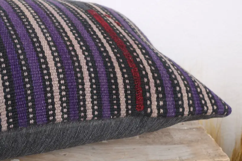 Ethnic Pillow Cover Pillow Case, Boho Pillow, Pillow for Sofa, Cushion Case, 12x20 Blue Pillow Cover, Colorful Cushion Case, Handmade Kilim Cushion - 6