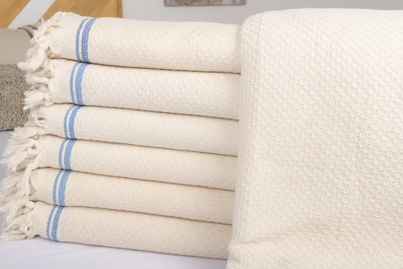 Bedspread, Bachelorette Large Towel, Woven Blanket, Wedding Favors, Best Friend Wedding Gift, 94x92 Cotton Striped Towel, Handmade Gift - 2