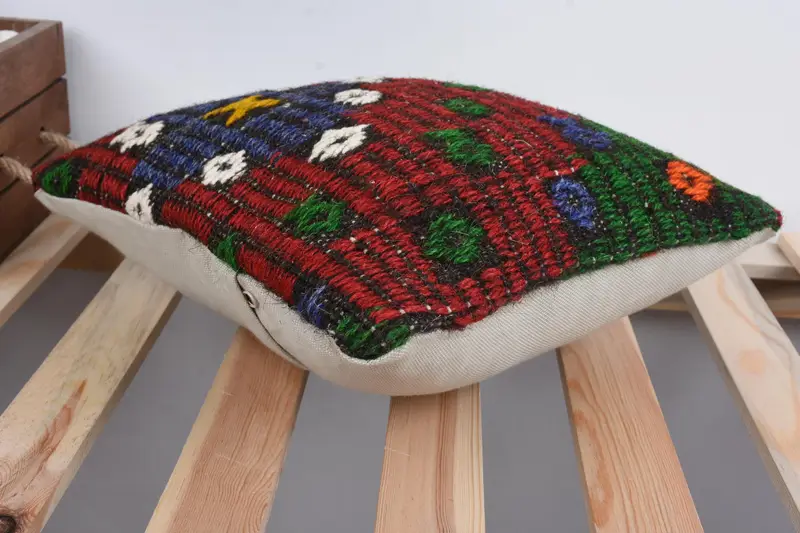 Pillow Sham, Ethnical Kilim Rug Pillow, Gift Pillow, 12x12 Red Pillow Cover, Vintage Kilim Pillow, Authentic Cushion, Accent Throw Pillow Cover - 6