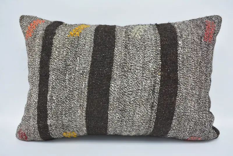 Kilim Rug Pillow Case, Pillow for Sofa, Pillow for Couch, 16x24 Beige Cushion, Ethnical Kilim Rug Pillow, Bolster Throw Pillow Sham, Cushion - 1