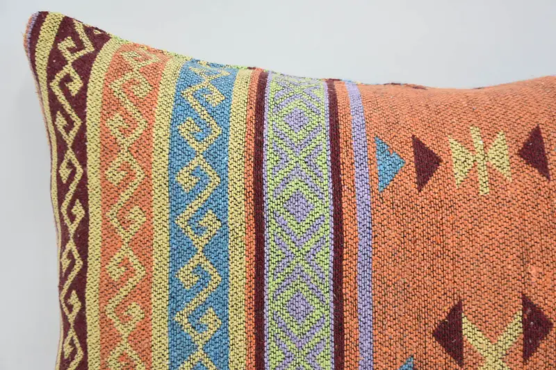 20x28 Orange Cushion, Ethnical Kilim Rug Pillow, Couch Pillow Cover, Oriental Cushion Cover, Pillow for Sofa, Boho Pillow, Pillow Cover - 2