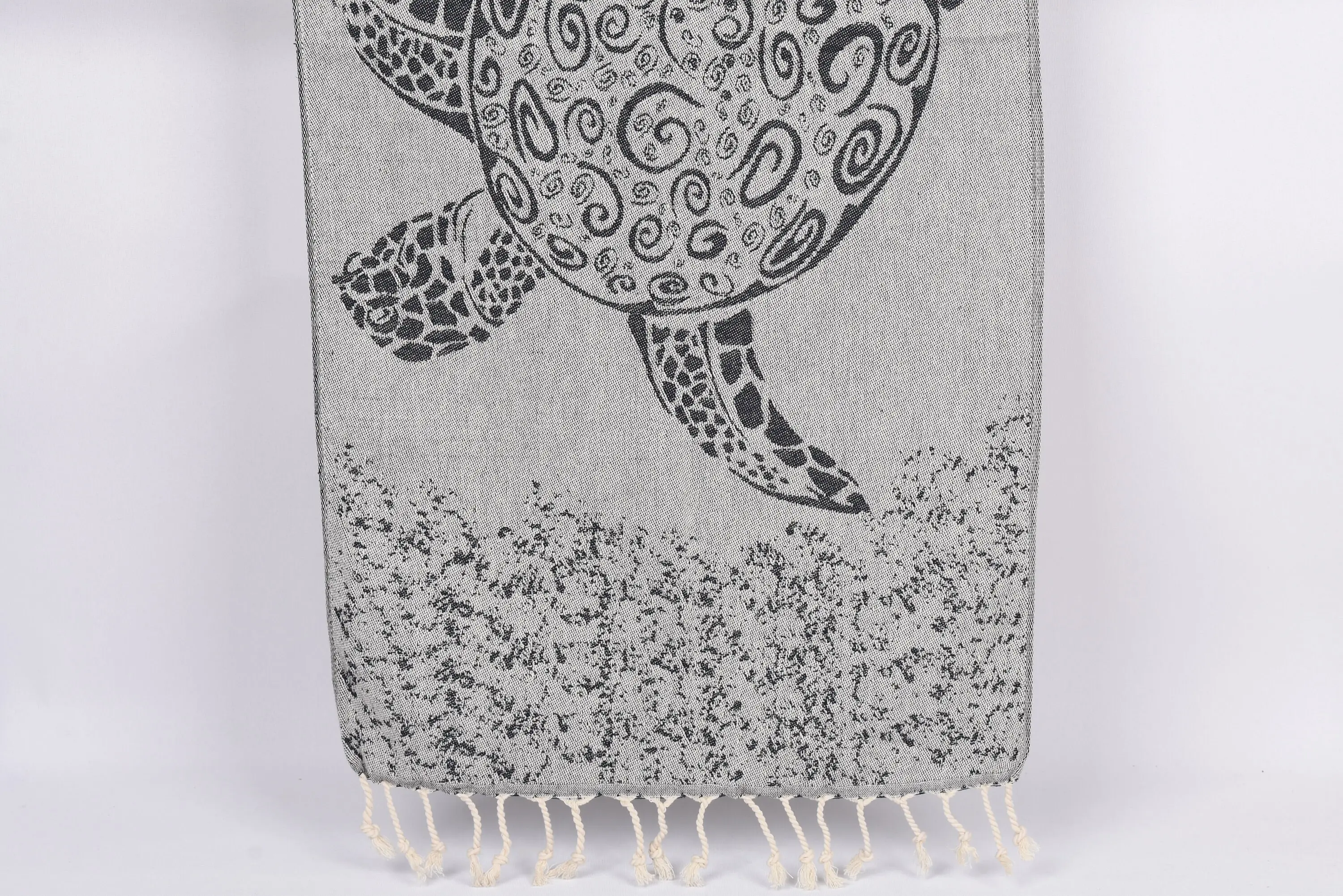 Navy Carretta Patterned Organic Cotton Tea Towel, 36x18 Inches - 1