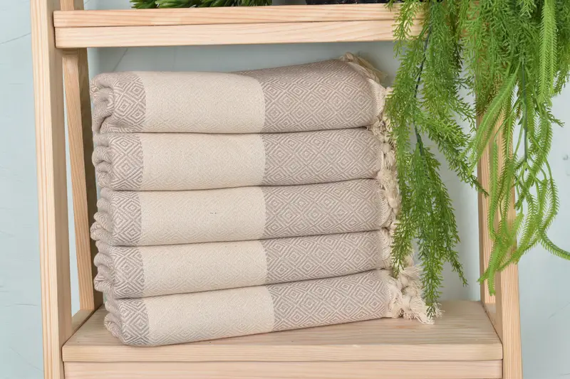 Embroidered Towel, Travel towel, 70x40 Cotton Diamond Towel, Turkish bath towel, Grandma Gift, Lightweight quick-dry peshtemal towel for travel - 2
