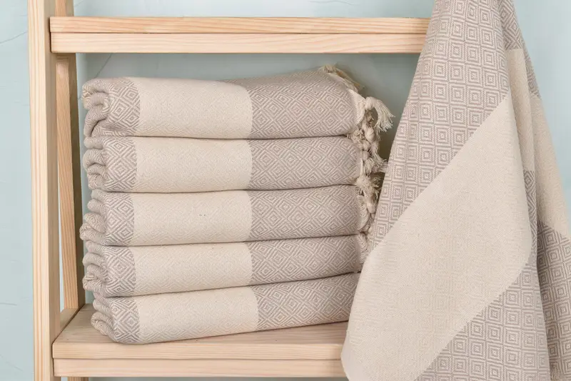 Embroidered Towel, Travel towel, 70x40 Cotton Diamond Towel, Turkish bath towel, Grandma Gift, Lightweight quick-dry peshtemal towel for travel - 1