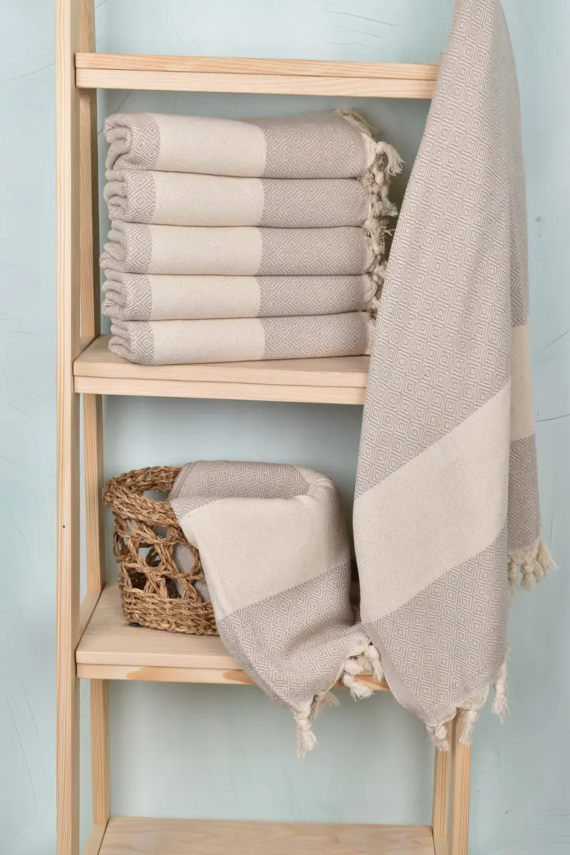 Embroidered Towel, Travel towel, 70x40 Cotton Diamond Towel, Turkish bath towel, Grandma Gift, Lightweight quick-dry peshtemal towel for travel - 3