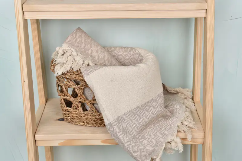 Embroidered Towel, Travel towel, 70x40 Cotton Diamond Towel, Turkish bath towel, Grandma Gift, Lightweight quick-dry peshtemal towel for travel - 4