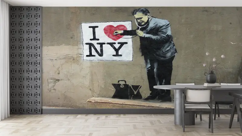 Banksy I Love NY, Bright Wall Paper, Banksy Street Wall Painting, Custom Wall Paper, 3d Wall Paper, Banksy Doctor Wall Paper, - 9
