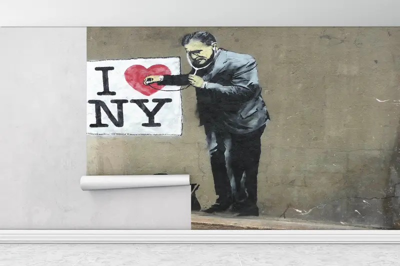 Banksy I Love NY, Bright Wall Paper, Banksy Street Wall Painting, Custom Wall Paper, 3d Wall Paper, Banksy Doctor Wall Paper, - 6