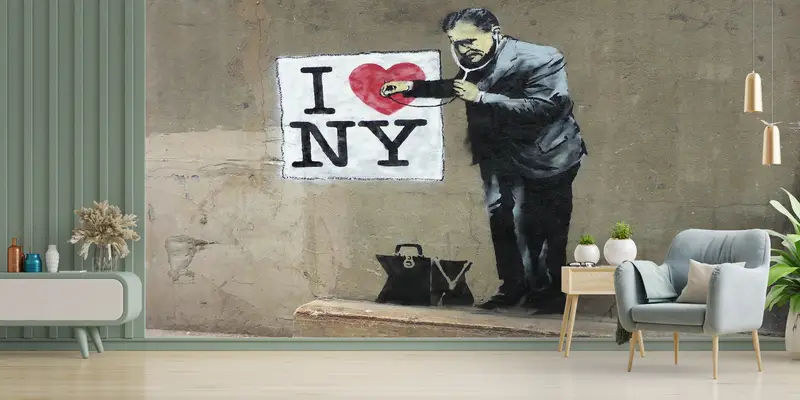 Banksy I Love NY, Bright Wall Paper, Banksy Street Wall Painting, Custom Wall Paper, 3d Wall Paper, Banksy Doctor Wall Paper, - 8