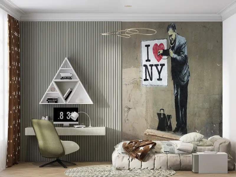 Banksy I Love NY, Bright Wall Paper, Banksy Street Wall Painting, Custom Wall Paper, 3d Wall Paper, Banksy Doctor Wall Paper, - 7