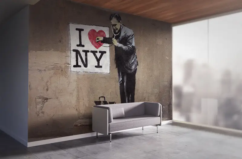 Banksy I Love NY, Bright Wall Paper, Banksy Street Wall Painting, Custom Wall Paper, 3d Wall Paper, Banksy Doctor Wall Paper, - 2