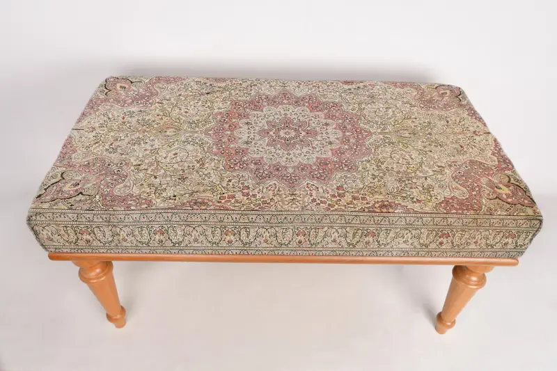 Modular Kilim-Inspired Ottoman, Pink & Beige Wool Blend Sofa Set