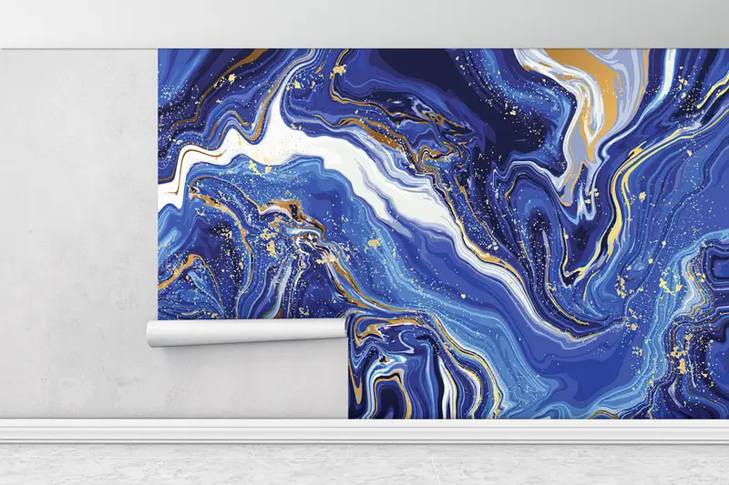 Modern Wall Painting, Navy Blue Marble Wall Art, 3d Wall Paper, Modern Wall Paper, Custom Wall Paper, Marble Wall Poster, - 1