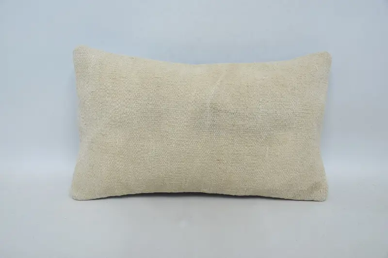 Sustainable Pillow Case, Muted Pillow Case, Kilim Pillow Cover, Cushion, Boho Pillow, Kilim Pillow, 12x20 Beige Cushion Case, Toss Pillow Cover - 1