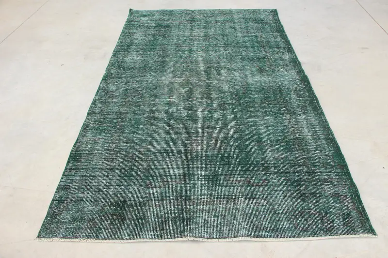 5x8,4 ft großer türkischer Vintage-Teppich, grüner abstrakter Wollteppich - 1