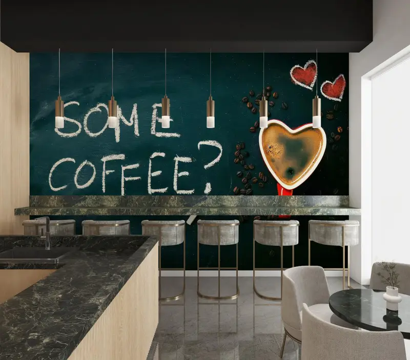 Modern Wallpaper, Gift For The Home, Some Coffee Wall Art, Love Wall Paper, Coffee Shop Mural, Modern Wallpaper Paper Crafts, - 7