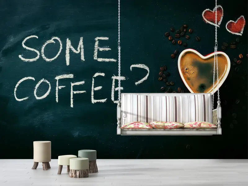 Modern Wallpaper, Gift For The Home, Some Coffee Wall Art, Love Wall Paper, Coffee Shop Mural, Modern Wallpaper Paper Crafts, - 16