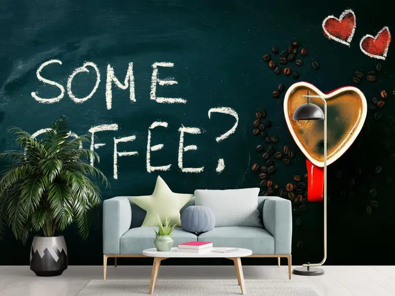 Modern Wallpaper, Gift For The Home, Some Coffee Wall Art, Love Wall Paper, Coffee Shop Mural, Modern Wallpaper Paper Crafts, - 12