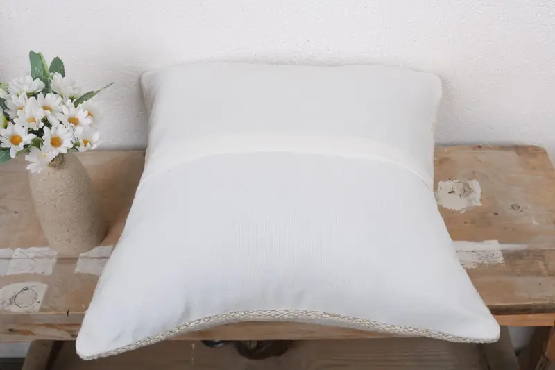 Turkish Corner Cushion Case, Toss Cushion Case, Boho Pillow, Boho Pillow Sham Cover, Kilim Pillow, Pillow Case, 16x16 White Pillow Sham - 7