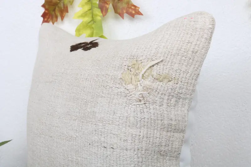 Turkish Corner Cushion Case, Toss Cushion Case, Boho Pillow, Boho Pillow Sham Cover, Kilim Pillow, Pillow Case, 16x16 White Pillow Sham - 5