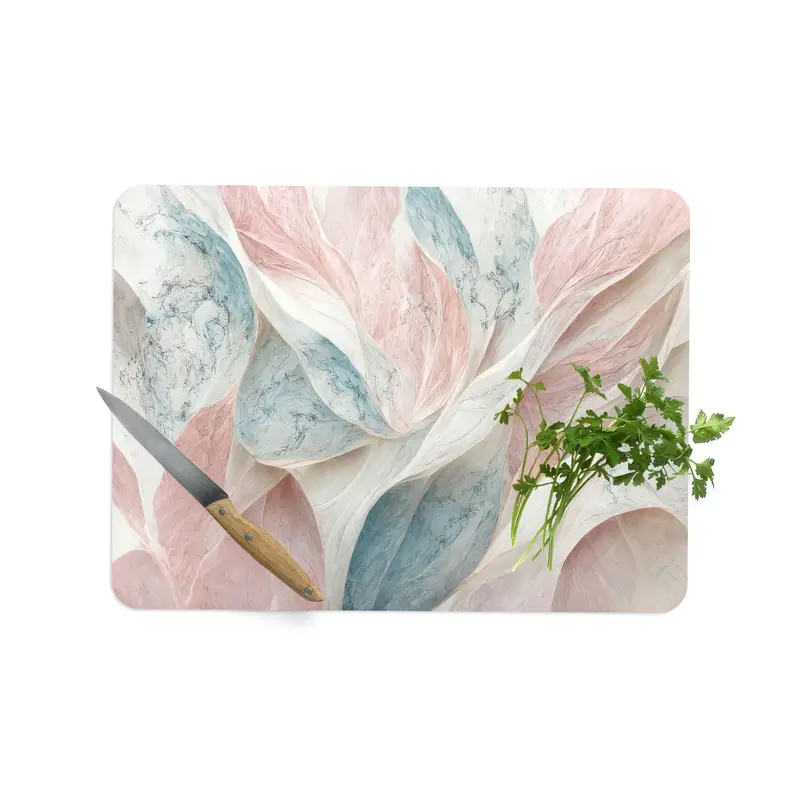 Modern Pattern Glass Cutting Board, Pink & Blue Abstract Design
