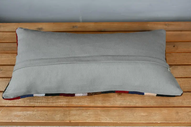 Kilim Pillow Cover, Seat Cushion Case, 12x24 Red Cushion, Pillow for Sofa, Car Pillow, Cushion, Vintage Kilim Pillow, Ethnic Pillow Case - 5