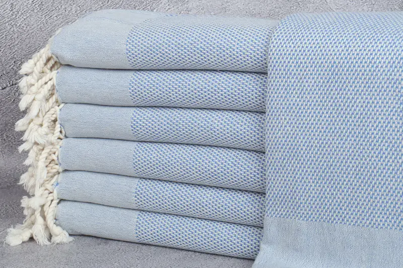 Turkish Beach Towel Personalized Geometric Blue, Beige, 71x40 Inches