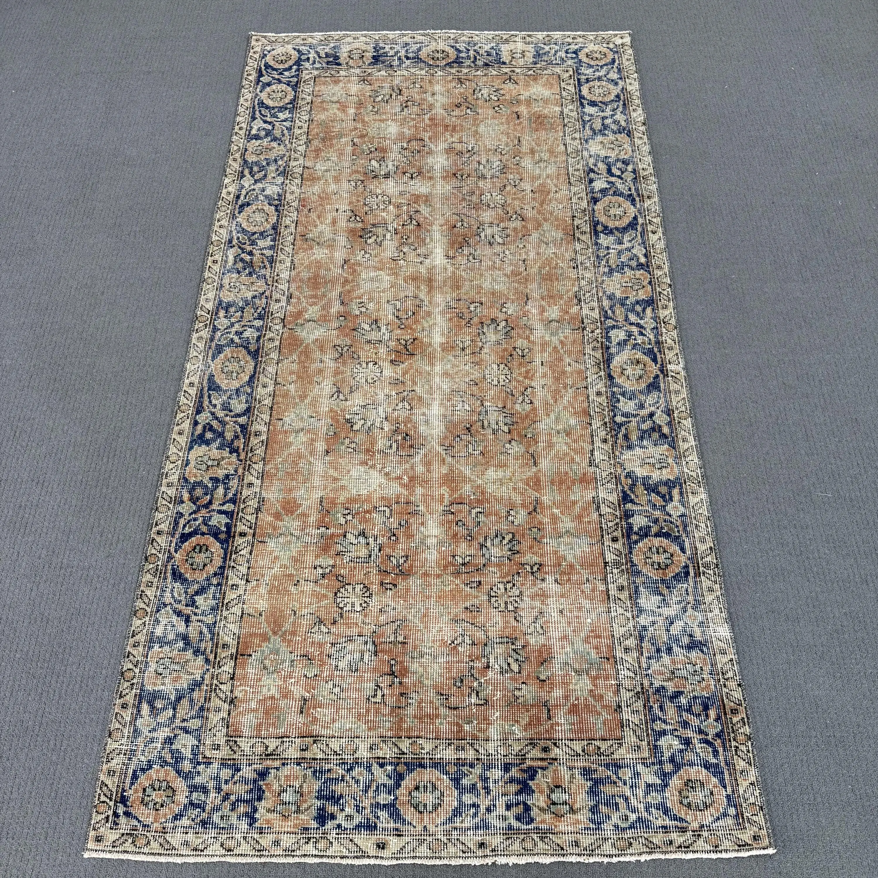 Türk Vintage Halısı 3,6x6,8 ft (109x207 cm), Kahverengi Oryantal Yün Halı - 1