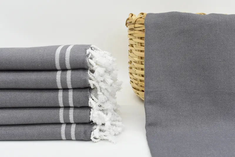 Turkish Beach Towel Dark Gray Star Design, 70x40 Inches