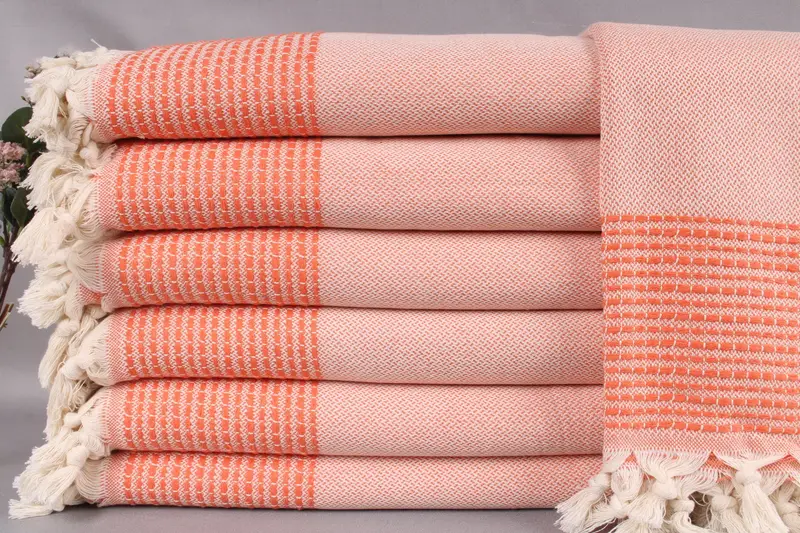 Wholesale Boho Bedspread Orange Striped Throw, 91x95 Inches