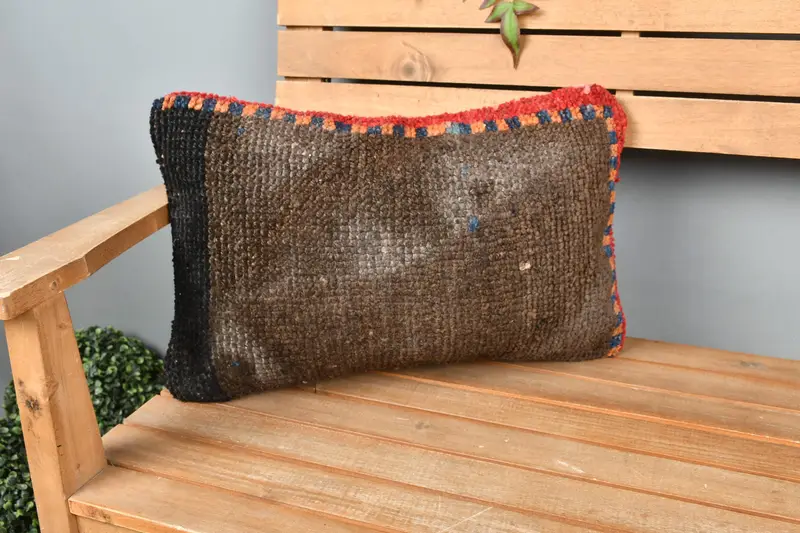 Ottoman Cushion Cover, Comfy Throw Pillow Case, Pillow for Couch, Pillow, Interior Designer Pillow, 12x20 Brown Pillow Case, Kilim Cushion Sham - 1