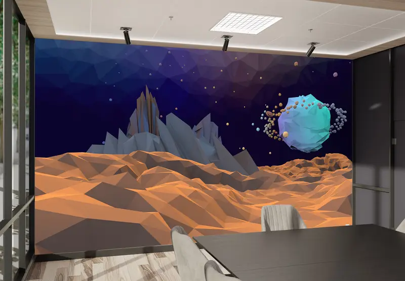 Paper Wall Art ,Modern Wall Paper,Bright Wall Paper,Planet Wall Print,Mountain Wall Print,Low Poly Wall Print,Moon Wall Print, - 8
