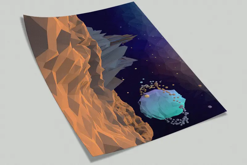 Paper Wall Art ,Modern Wall Paper,Bright Wall Paper,Planet Wall Print,Mountain Wall Print,Low Poly Wall Print,Moon Wall Print, - 9