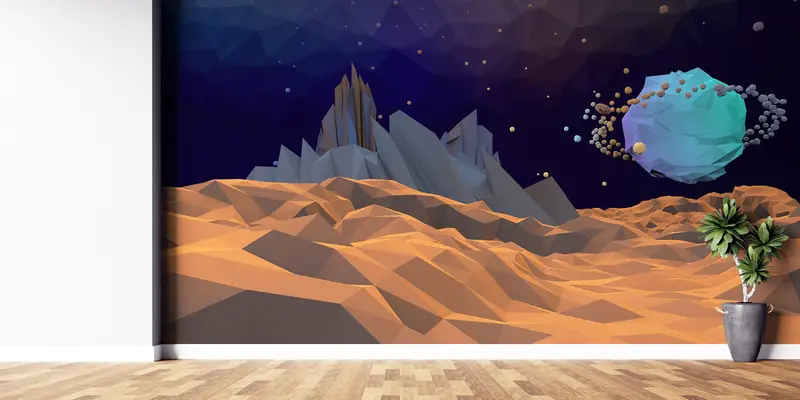 Paper Wall Art ,Modern Wall Paper,Bright Wall Paper,Planet Wall Print,Mountain Wall Print,Low Poly Wall Print,Moon Wall Print, - 7