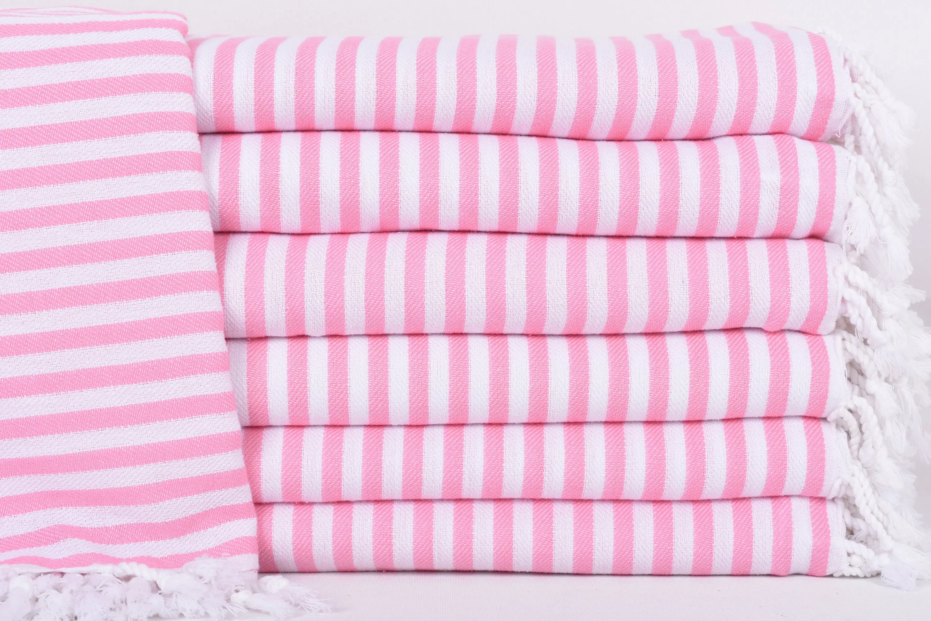 Personalized Pink Striped Blanket, 103x75 Inches, Organic Cotton - 1
