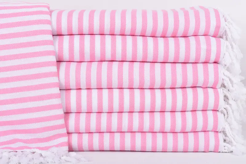 Personalized Pink Striped Blanket, 103x75 Inches, Organic Cotton