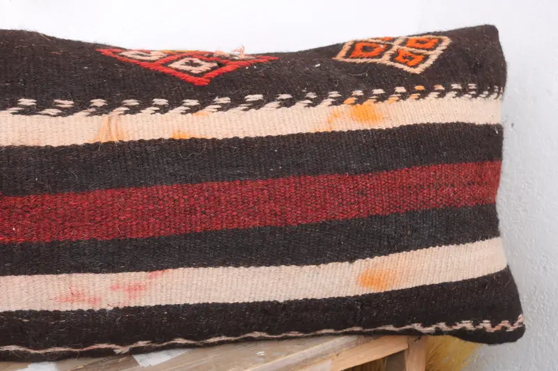 Handmade Kilim Cushion, Pillow Sham, Turkish Pillow, Vintage Kilim Pillow Pillow Sham, Interior Designer Pillow, 16x43 Red Pillow Case - 5