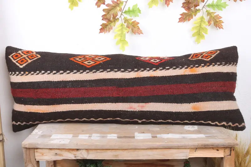 Handmade Kilim Cushion, Pillow Sham, Turkish Pillow, Vintage Kilim Pillow Pillow Sham, Interior Designer Pillow, 16x43 Red Pillow Case - 2