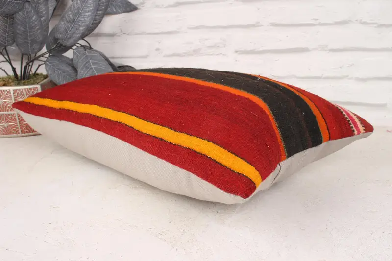Decorative Throw Cushion Cover, Pillow Sham, 12x20 Red Pillow Case, Vintage Pillow Case, Vintage Kilim Throw Pillow, Boho Pillow, Home Decor Pillow - 6