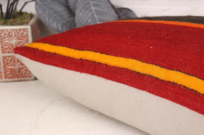 Decorative Throw Cushion Cover, Pillow Sham, 12x20 Red Pillow Case, Vintage Pillow Case, Vintage Kilim Throw Pillow, Boho Pillow, Home Decor Pillow - 7