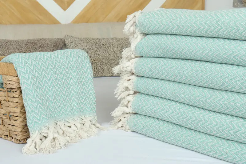 Boho Throw Blankets, Wedding Gift Customized Blanket, Organic Throw, Gift For Him, Personalized Blanket, 76x64 Cotton Zig zag Towel, Throw Blanket - 4