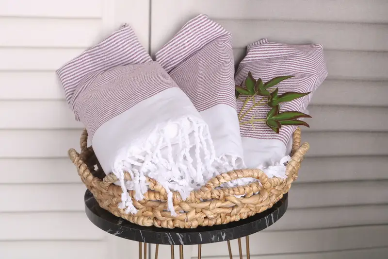 Bridesmaid Gift, Kitchen Towel, Wedding Favors, Handmade Gift, Gift For Coworker, Monogram Towels, Turkish Hand Towel, 40x18 Cotton Striped Towel - 5