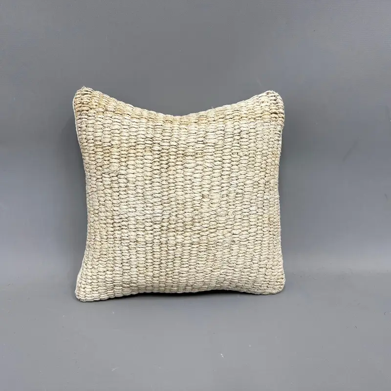 Vintage Kilim Pillow Cushion Case, Boho Pillow Sham Cover, Ethnical Kilim Rug Pillow, Gift Pillow, Pillow Sham, 12x12 Beige Pillow Case - 4