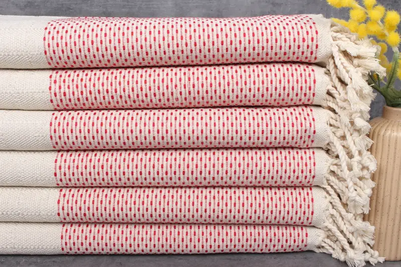 Turkish Towel Organic Cotton Red 40x71 Inches, Bath, Home Decor