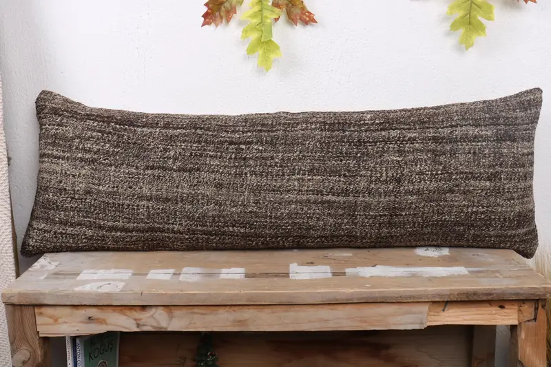 Vintage Kilim Throw Pillow, Turkish Corner Cushion Cover, 12x36 Brown Pillow, Pillow Cover, Turkish Kilim Pillow, Vintage Kilim Pillow - 2