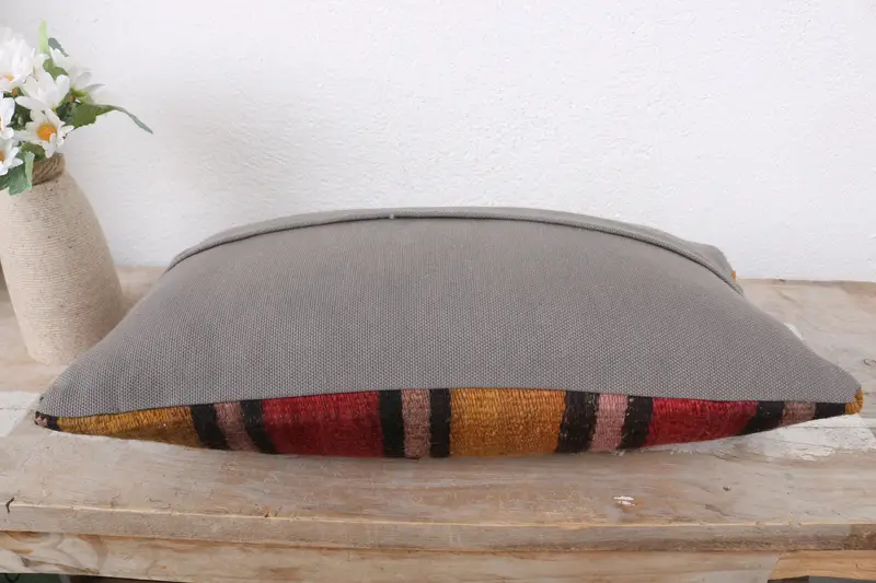 Yoga Cushion Cover, Cushion, 8x16 Yellow Cushion, Interior Designer Pillow, Garden Cushion, Vintage Kilim Throw Pillow, Handmade Kilim Cushion - 7