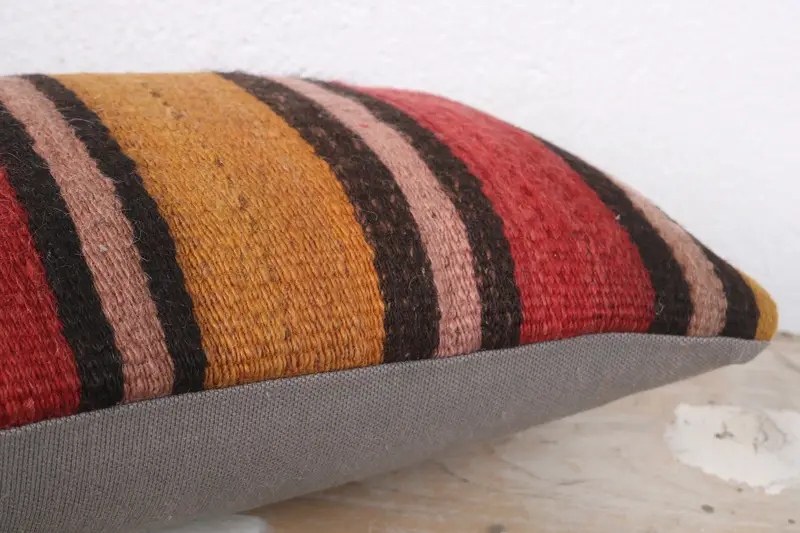 Yoga Cushion Cover, Cushion, 8x16 Yellow Cushion, Interior Designer Pillow, Garden Cushion, Vintage Kilim Throw Pillow, Handmade Kilim Cushion - 6