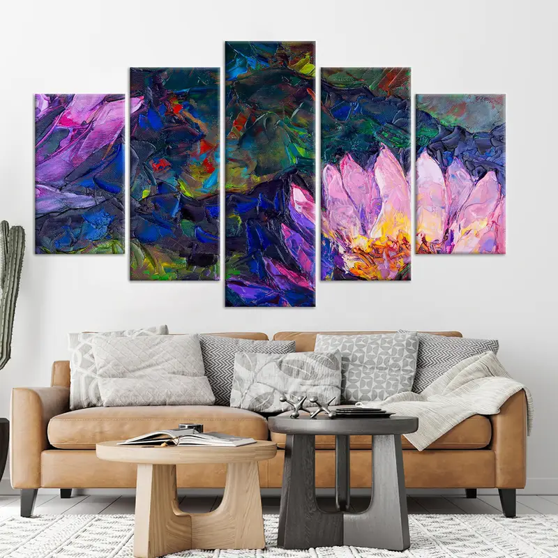 Abstract Lotus Painting, Lotus Wall art, Lotus Canvas, Flower Wall Art, Flower Painting, Floral Wall Art, Oil Painting Print, Large Wall Art - 4