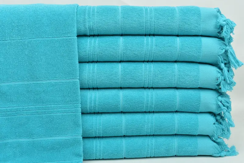 Personalized Turkish Hand Towel Dark Mint Terry, Striped, 18x40 Inches